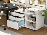 3-Drawer File Cabinet with Wheels, Rolling Wood Printer Stand with Open Storage Shelves 77328621