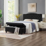 Upholstered tufted button storage bench ,Faux leather entry bench with spindle wooden legs, Bed W2186P151305