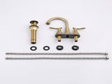 2-Handle 4-Inch Brushed Gold Bathroom Faucet, Bathroom Vanity Sink Faucets with Pop-up Drain and 64388747