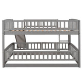 ZNTS Bunk Bed with Slide,Full Over Full Low Bunk Bed with Fence and Ladder for Toddler Kids Teens Gray 86635158