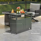 Grill Carts Outdoor Storage Cabinet with Wheels, Metal Outdoor Grill Table Kitchen Dining Table W1859P170274