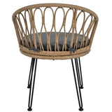 U_STYLE Outdoor Leisure Set, 2 Rattan Single Chairs with A Glass Round Table, Perfectly Suited for N711P256422E