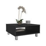 Eclipse 10" H Low Minimalistic Square Coffe Table with Open Storage Black B070P254753