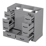 36" Bathroom Vanity without Sink, Cabinet Base Only, Six Drawers, Multi-Functional Drawer Divider, WF307973AAE