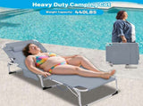 3-in-1 Heavy Duty Tanning Chair with Face Hole Adjustable 5-Position Folding Chaise Lounge Chairs 91743995