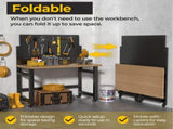 Mobile Work Bench with Pegboard, Heavy Duty Folding Work Table with Wheels, Space Saving Wood Top 81666752