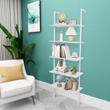 ZNTS 5-Shelf Wood Ladder Bookcase with Metal Frame, Industrial 5-Tier Modern Ladder Shelf Wood 70392764