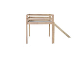 Twin Low Loft Bed with Slide, Ladder, Safety Guardrails, Rubber Wood Twin Loft Bed,White Oak W504P218527