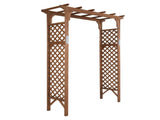 152*60*215cm Beautiful And Practical Flat-Topped Wooden Arch Garden Arch Dark Brown 50147536