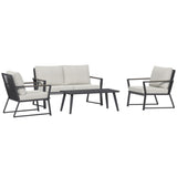 ZNTS 4 Piece Patio Furniture Set, Aluminum Conversation Set, Outdoor Garden Sofa Set with Armchairs, W2225142491