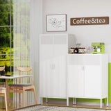 The metal food storage cabinet, 61 inches high, is equipped with adjustable shelves and is suitable T3421P312416