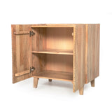 TREXM Wood Accent Cabinet with Storage, Rustic Mango Wood Storage Cabinet with Fluted Design and N715P224944N