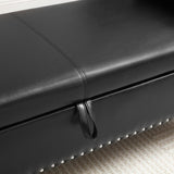 63" PU Upholstered End of Bed Bench Flip Top Entryway Ottoman with Safety Hinge Storage Rectangular W111794397