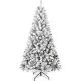 Artificial 6ft Flocked Christmas Tree with 678 PVC Branch Tips, Round head, Foldable Base for Indoor 25991989
