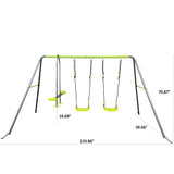 ZNTS XNS081 lime green interesting swingset with plastic safe swing set 440lbs for outdoor playground for W1711140287