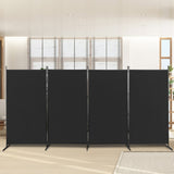 ZNTS 6FT 4-Fold 160g Polyester Fabric Plastic Foot Carbon Steel Frame Foldable Screen Black 26089175