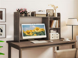 Oak Desktop Bookshelf for 27''/68.58cm Monitor, 93.9825.4073.66cm Engineered Wood Desk Hutch with 33957897