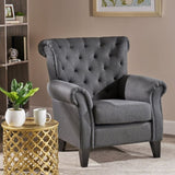 ZNTS Mirod Comfy Accent Chair with Tufted Backrest, Bedroom Single Seat Arm Chair with Wooden Legs, 36794.00FDGY