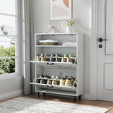 Farmhouse Shoe Storage Cabinet with Barn Door Design, Shoe Organizer with 2 Flip Drawers, GL-W2557P181707