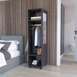 Cluster 63" Tall Wardrove with Mirror, Three Shelves, Casters and Hanging Rod, Armoire, Bedroom B200P240235