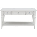 ZNTS Classic Retro Style Console Table with Three Top Drawers and Open Style Bottom Shelf, Easy Assembly 87021616