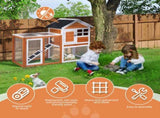 Wooden Rabbit Hutch Outdoor Chicken Coop Indoor Bunny Cage with Run, Guinea Pig House Pet House with 89109545