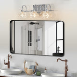 Brushed Nickel Finish Vintage Crystal Vanity Light - Elegant 3-Light Bathroom Mirror Fixture with W1340P206723