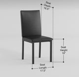 Set of 4 Dining Chairs Black Faux Leather Upholstery Casual Dining Room Furniture Metal Frame B011P265589