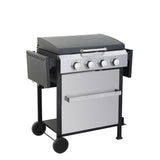 ZNTS 4-Burner Propane Gas BBQ Grill, SS Plancha, 49200BTU Output With Wire Enamel Cooking Grids For W2938P208389