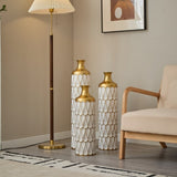Floor metal vase modern style decoration droplet shaped white metal vase 3-piece set gorgeous W2796P255601