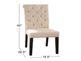 Set of 2 Fabric Upholstered Dining Chairs in Antique Black and Ivory B016P222719