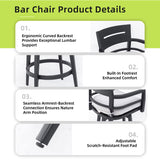 Modern Outdoor 2-Piece Swivel Bar Chairs Aluminum Frame with Ember Black, 360&deg Swivel, Ergonomic 55936866