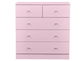 25.98"*15.75"*35.83" 4-Tier 5-Drawer Cabinet Drawer Dresser with Gold Handles Macaron Pink 63674916