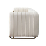 Contemporary Velvet Sofa Couch 84.25''W for Living Room, Beige W57946164