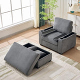 55" Oversized Chaise Lounge Chair Indoor with Ottoman and Storage, Comfy Corduroy Sleeper Chair with W3373P330166