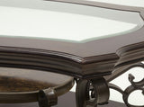 Cocktail Table, Glass table top, MDF W/marble paper middle shelf, powder coat finish metal legs. W48720760