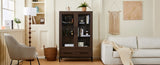 60'' Tall Display with Tempered Glass Door, LED Lighting, Two Drawers, Modern Style Storage N845P261801D