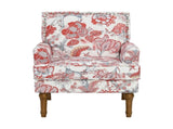 Accent Chair, Floral Armchair, Nailhead Trim, Red and white Decor, Solid Wood Legs, Farmhouse 38974784