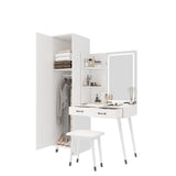 Makeup Vanity Table Slim Armoire Wardrobe Set, Dressing Table with LED Mirror Power Outlets 97156589