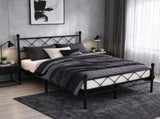 82.7"54" Full Metal Platform Bed Frame, X-Design Headboard & Footboard with LED Lights, USB & 81340836