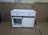 39.37'' Modern Wooden Dog Crate Furniture with Double Drawers and Sliding Barn Door, Decorative Pet W808P346018