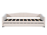 Upholstered Daybed Sofa Bed Twin Size With Trundle Bed and Wood Slat ,Beige 16042144