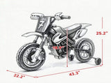 12V Kids Motorcycle 2 x 35W Electric Dirt Bike with Training Wheels Rear Suspension Horn Green 08853533