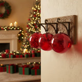 3PCS Set 6" Red Glass Christmas Ornament Balls Holiday Treeations Hanging Spheres for Party 75164946