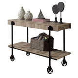 Industrial Style 1pc Sofa Table Natural Tone Slat Design Console Table Open Bottom Shelf Living Room B011P214571
