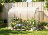 7 x 3.5 x 7 Feet Lean-To Walk-In Greenhouse with 3-Tier Shelves, Waterproof & Sun-Proof PE Wall 08339290