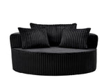 Oversized Round Swivel Accent Chair with Plush Upholstery & Matching Throw Pillows-Black W487P540558