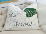 Let It Snow Christmas Throw Pillow 20x20" Square Cotton Cushion with Green Knit Hat Design and B357P609251