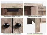 Washed Grey MDF Bathroom Tall Cabinet with Melamine Finish, Double Doors, 23.6*11.8*31.5in 08862214
