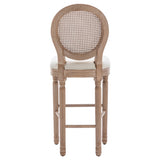 ZNTS Hengming French Country Wooden Barstools Rattan Back With Upholstered Seating , Beige and Natural W21236874